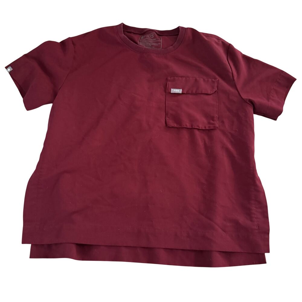Figs Burghandy scrub top w front pocket sz S nurse w Mandarin collar work wear